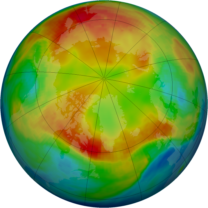Arctic ozone map for 31 January 1988